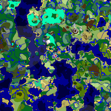 Predicted biome map of Java 1.21.4 seed -8025323403879019726 around estimated spawn