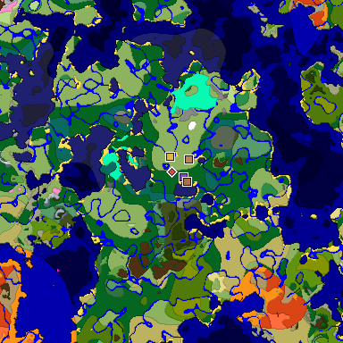 Predicted biome map of Java 1.21.4 seed -1475296533496142073 around estimated spawn