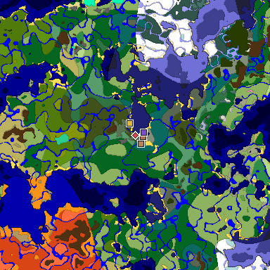 Predicted biome map of Java 1.21.4 seed -9098467195406562441 around estimated spawn