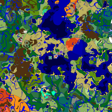 Predicted biome map of Java 1.21.4 seed 1808929111670939040 around estimated spawn
