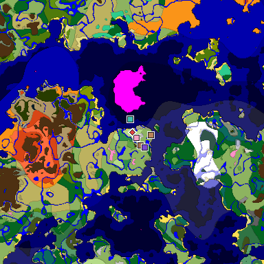 Predicted biome map of Java 1.21.4 seed 6721900852313003976 around estimated spawn