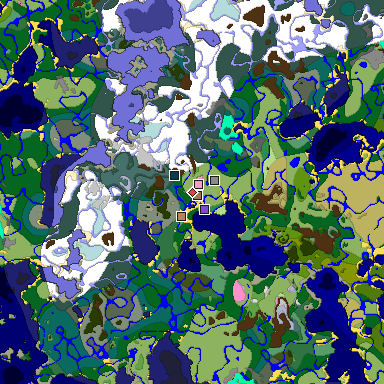 Predicted biome map of Java 1.21.4 seed 6071611779871943493 around estimated spawn