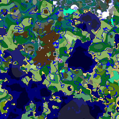 Predicted biome map of Java 1.21.4 seed 1118945014335723047 around estimated spawn