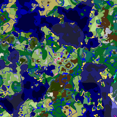 Predicted biome map of Java 1.21.4 seed 5483513321563708157 around estimated spawn