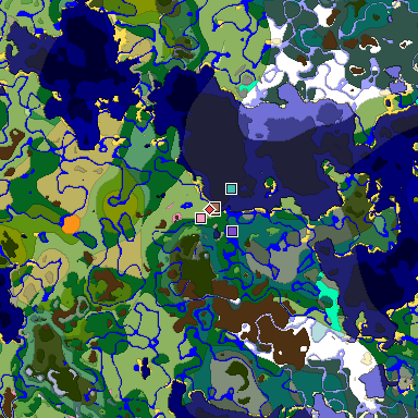 Predicted biome map of Java 1.21.4 seed 2181753424555359377 around estimated spawn