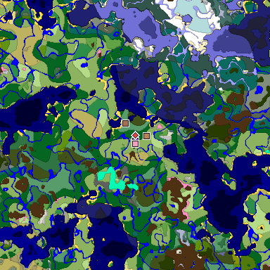 Predicted biome map of Java 1.21.4 seed -8214312200798128158 around estimated spawn