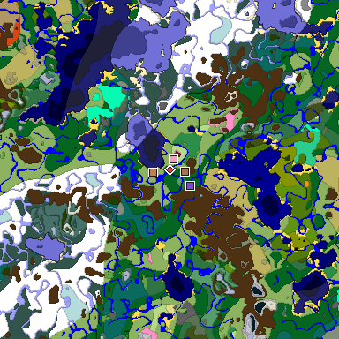 Predicted biome map of Java 1.21.4 seed -5967677596377176034 around estimated spawn