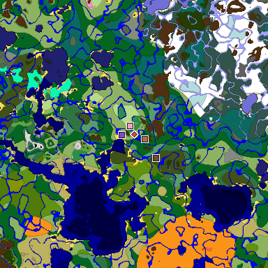 Predicted biome map of Java 1.21.4 seed 3500996304612121343 around estimated spawn