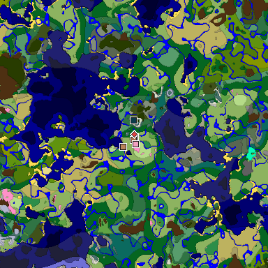 Predicted biome map of Java 1.21.4 seed 4436191583669803981 around estimated spawn
