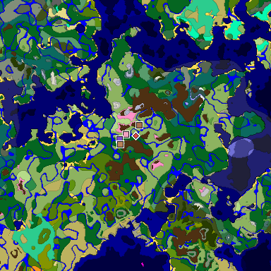 Predicted biome map of Java 1.21.4 seed 1483187379350766636 around estimated spawn