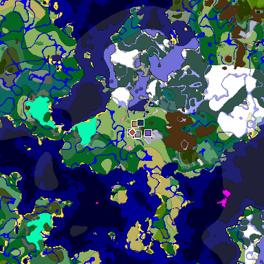Predicted biome map of Java 1.21.4 seed -5503258065856314519 around estimated spawn