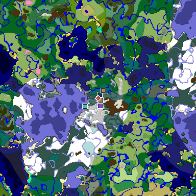 Predicted biome map of Java 1.21.4 seed -8304162533083867991 around estimated spawn