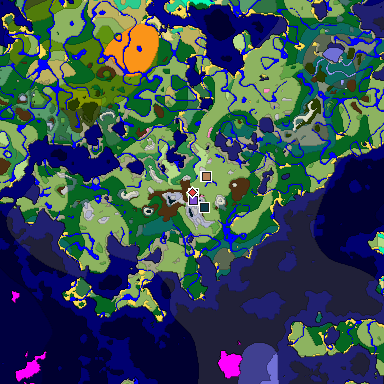 Predicted biome map of Java 1.21.4 seed -7811615686296182917 around estimated spawn