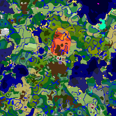 Predicted biome map of Java 1.21.4 seed 4896763173368655756 around estimated spawn
