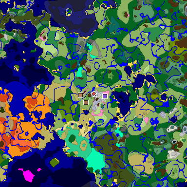Predicted biome map of Java 1.21.4 seed 3731885986385678238 around estimated spawn