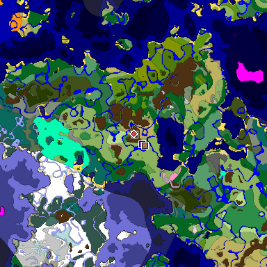 Predicted biome map of Java 1.21.4 seed 4907628640312117362 around estimated spawn
