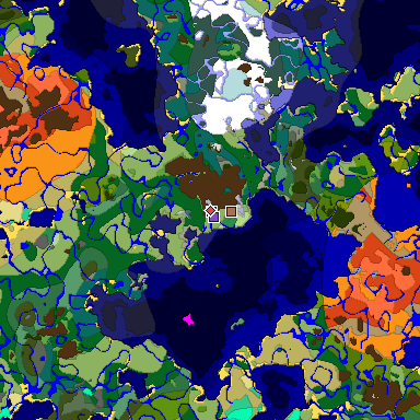 Predicted biome map of Java 1.21.4 seed 533937947121183741 around estimated spawn