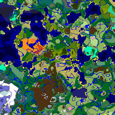 Predicted biome map of Java 1.21.4 seed 8198062741366907915 around estimated spawn