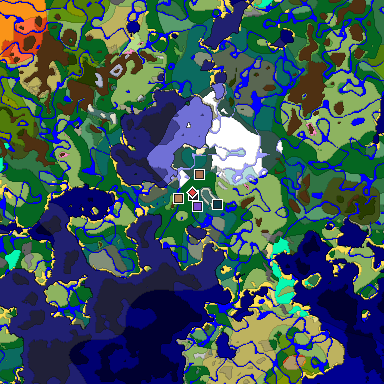 Predicted biome map of Java 1.21.4 seed -7624270499218931162 around estimated spawn