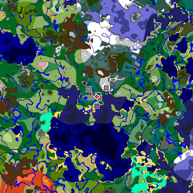 Predicted biome map of Java 1.21.4 seed -5027758328200710642 around estimated spawn
