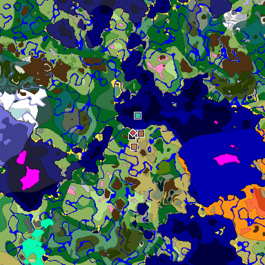 Predicted biome map of Java 1.21.4 seed 7041371521038257695 around estimated spawn