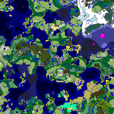 Predicted biome map of Java 1.21.4 seed -8502536036240354113 around estimated spawn