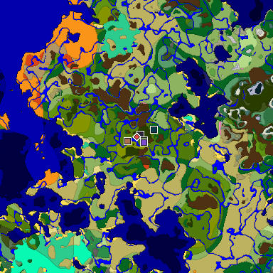 Predicted biome map of Java 1.21.4 seed -8104658040725844678 around estimated spawn
