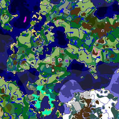 Predicted biome map of Java 1.21.4 seed 1640976449267478438 around estimated spawn