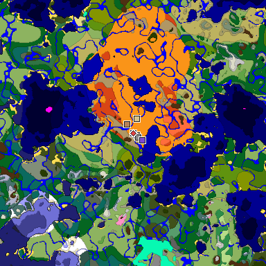 Predicted biome map of Java 1.21.4 seed -6290764465384818639 around estimated spawn