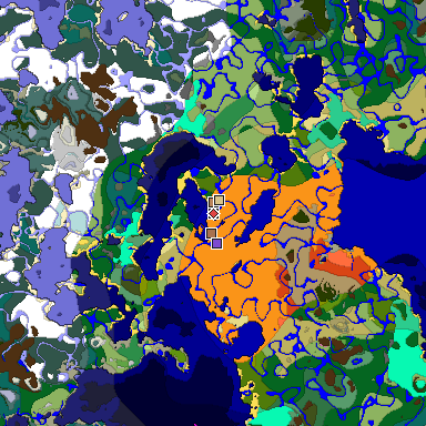 Predicted biome map of Java 1.21.4 seed 4924163099118042948 around estimated spawn