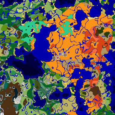 Predicted biome map of Java 1.21.4 seed 7047687770628916104 around estimated spawn
