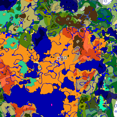 Predicted biome map of Java 1.21.4 seed 1173022541385984261 around estimated spawn