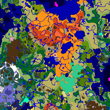 Predicted biome map of Java 1.21.4 seed -976288635839809008 around estimated spawn