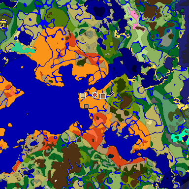 Predicted biome map of Java 1.21.4 seed -6344302744637896100 around estimated spawn