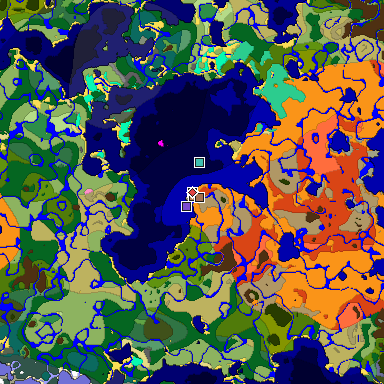 Predicted biome map of Java 1.21.4 seed -6084475343186545077 around estimated spawn