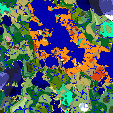 Predicted biome map of Java 1.21.4 seed -4041477286193409782 around estimated spawn