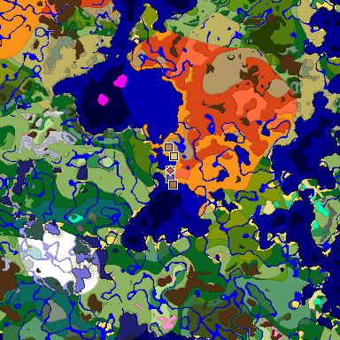 Predicted biome map of Java 1.21.4 seed 7163879675490651553 around estimated spawn