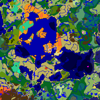 Predicted biome map of Java 1.21.4 seed 8289901078603647726 around estimated spawn