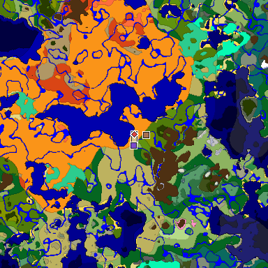 Predicted biome map of Java 1.21.4 seed -8988545649909146660 around estimated spawn