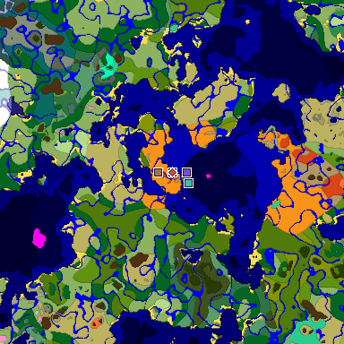 Predicted biome map of Java 1.21.4 seed -2856183225088381460 around estimated spawn