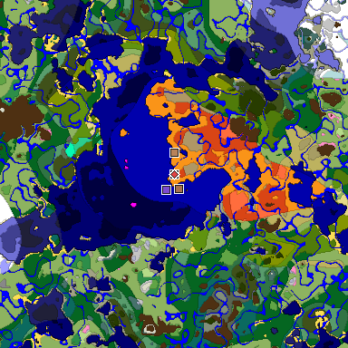 Predicted biome map of Java 1.21.4 seed -6768712236807516856 around estimated spawn