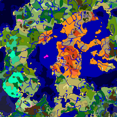 Predicted biome map of Java 1.21.4 seed 1218680145091202871 around estimated spawn