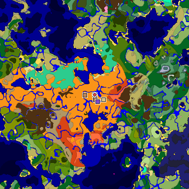 Predicted biome map of Java 1.21.4 seed -2968283360881989500 around estimated spawn