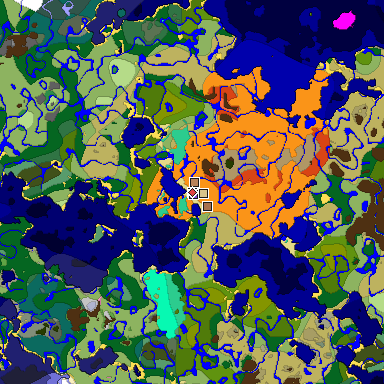 Predicted biome map of Java 1.21.4 seed 524372457764719010 around estimated spawn