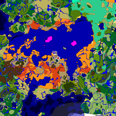 Predicted biome map of Java 1.21.4 seed -1965753797401472691 around estimated spawn