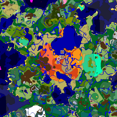 Predicted biome map of Java 1.21.4 seed 1880083951735751930 around estimated spawn