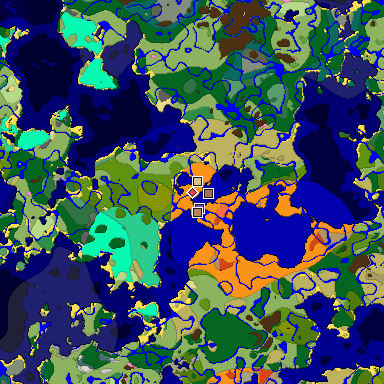 Predicted biome map of Java 1.21.4 seed -2898414022562936054 around estimated spawn