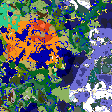 Predicted biome map of Java 1.21.4 seed 7754587648649516683 around estimated spawn