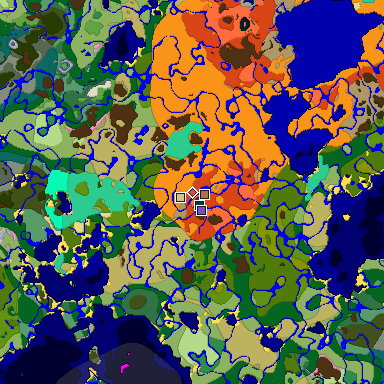 Predicted biome map of Java 1.21.4 seed 4110757798657985284 around estimated spawn