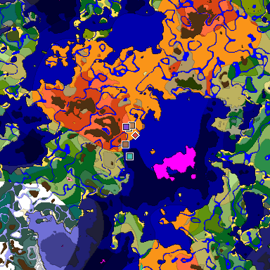 Predicted biome map of Java 1.21.4 seed -8217178634736524956 around estimated spawn